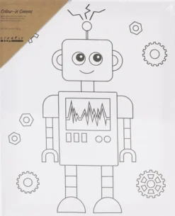 Malerlærred med print, Robot, str. 24x30 cm.