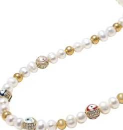 Men's Evil Eye Pearl Choker