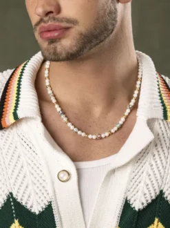 Men's Evil Eye Pearl Choker