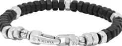 Men's Hexagon Beaded Bracelet with Black Onyx and Silver