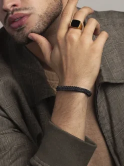 Men's Total Black Woven 8mm Box Chain Bracelet