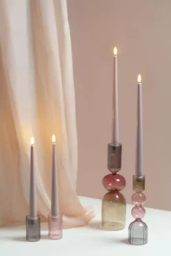 MM LED taper candle, Silk, Slim, Light rose, 2-pack, 23x300 mm