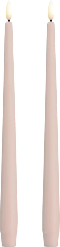 MM LED taper candle, Silk, Slim, Light rose, 2-pack, 23x300 mm