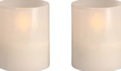 Moods & More - LED glass candle, Hurricane, Vanilla, 2-pack, 47x57 mm