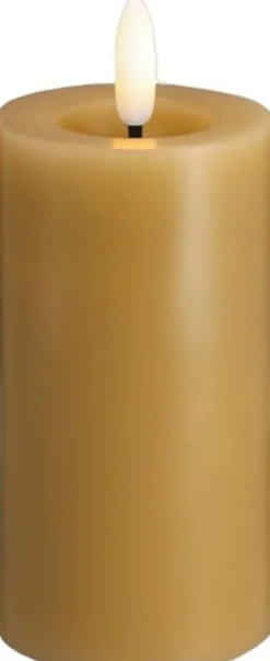 Moods & More - LED Pillar Candles, Silk, Melted, Honey mustard, 49x100