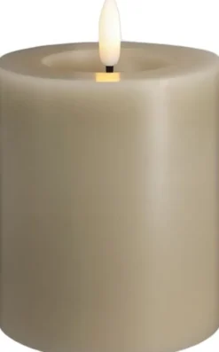 Moods & More - LED Pillar Candles, Silk, Melted, Kit grey, 74x100 mm
