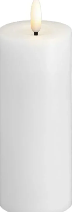Moods & More - LED Pillar Candles, Silk, Melted, Classic white, 49x125
