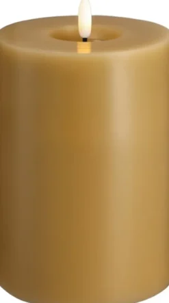 Moods & More - LED Pillar Candles, Silk, Melted, Honey mustard, 99x150