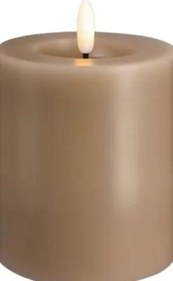 Moods & More - LED Pillar Candles, Silk, Melted, Sand, 74x100 mm