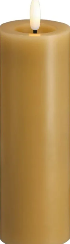 Moods & More - LED Pillar Candles, Silk, Melted, Honey mustard, 49x150