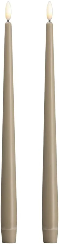 Moods & More - LED taper candle, Silk, Slim, Kit grey, 2-pack, 23x300