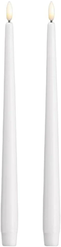 Moods & More - LED taper candle, Silk, Slim, Classic white, 2-pack, 23