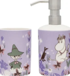 Moomin Arabia Sæbe dispenser & tandbørste holder sæt, Flower