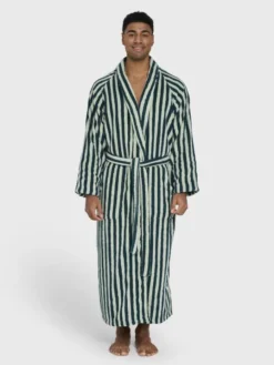 Naram Bathrobe - seafoam & deep teal