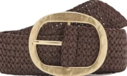 Natural fibre belt with oval buckle