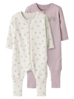 NBFNIGHTSUIT 2P ZIP FF JET RAINBOW