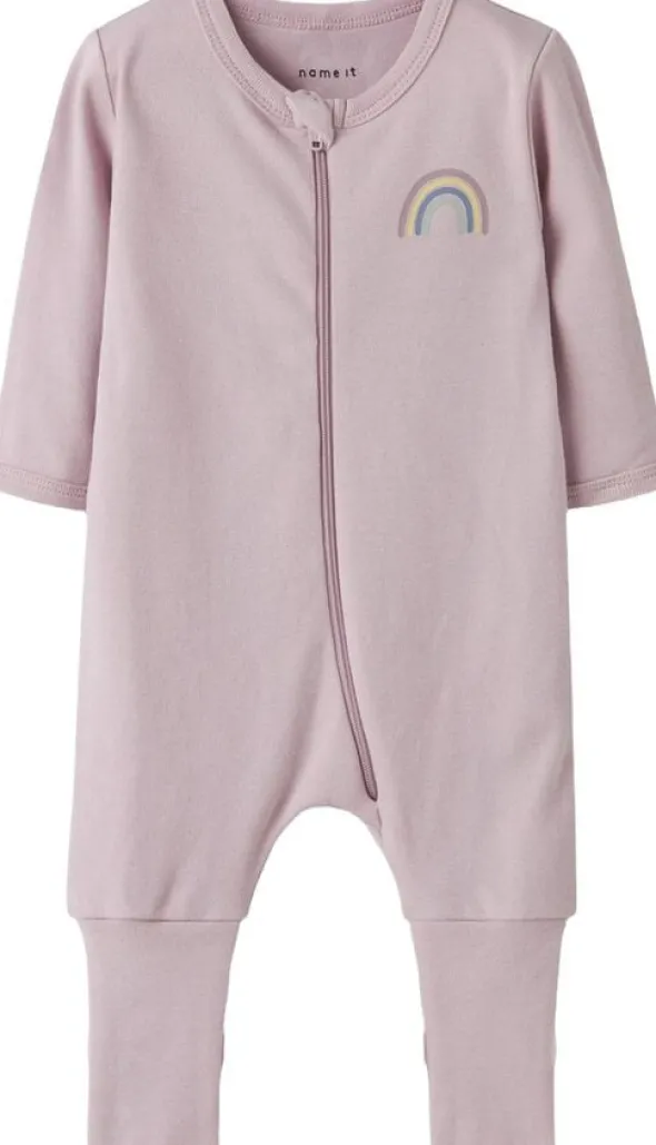 NBFNIGHTSUIT 2P ZIP FF JET RAINBOW