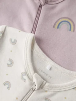 NBFNIGHTSUIT 2P ZIP FF JET RAINBOW