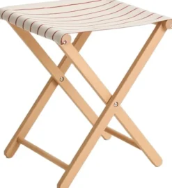 Outdoor Market Folding Stool - Beige with red stripe -