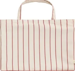 Outdoor Market Folding Stool - Beige with red stripe -