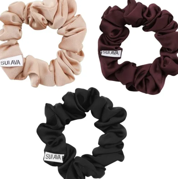 3-Pack Ruched Ribbon Scrunchies