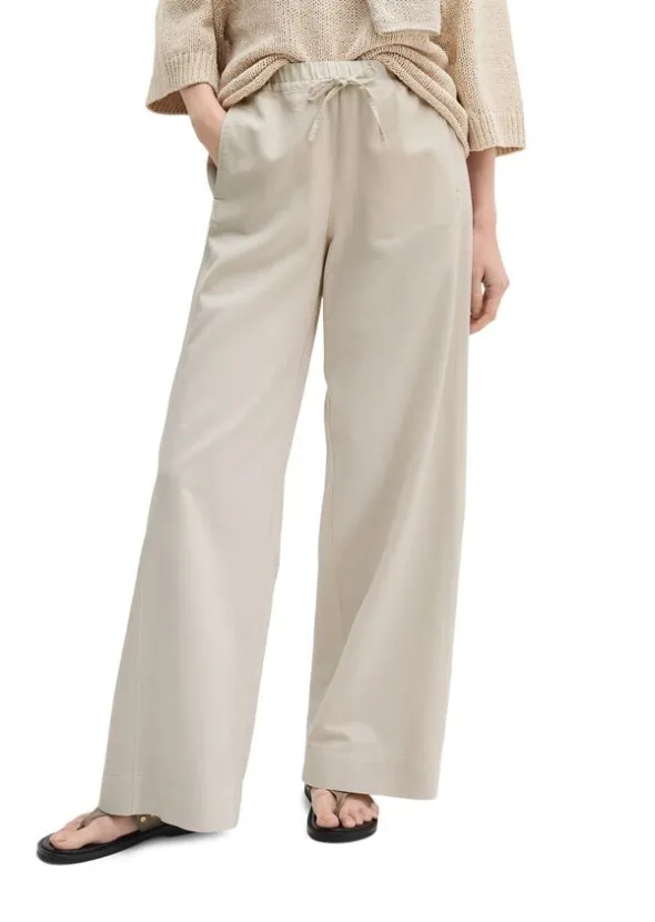 Pants, wide leg, drawstring and ela