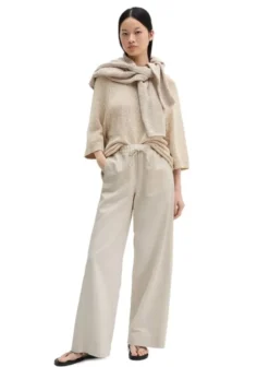 Pants, wide leg, drawstring and ela