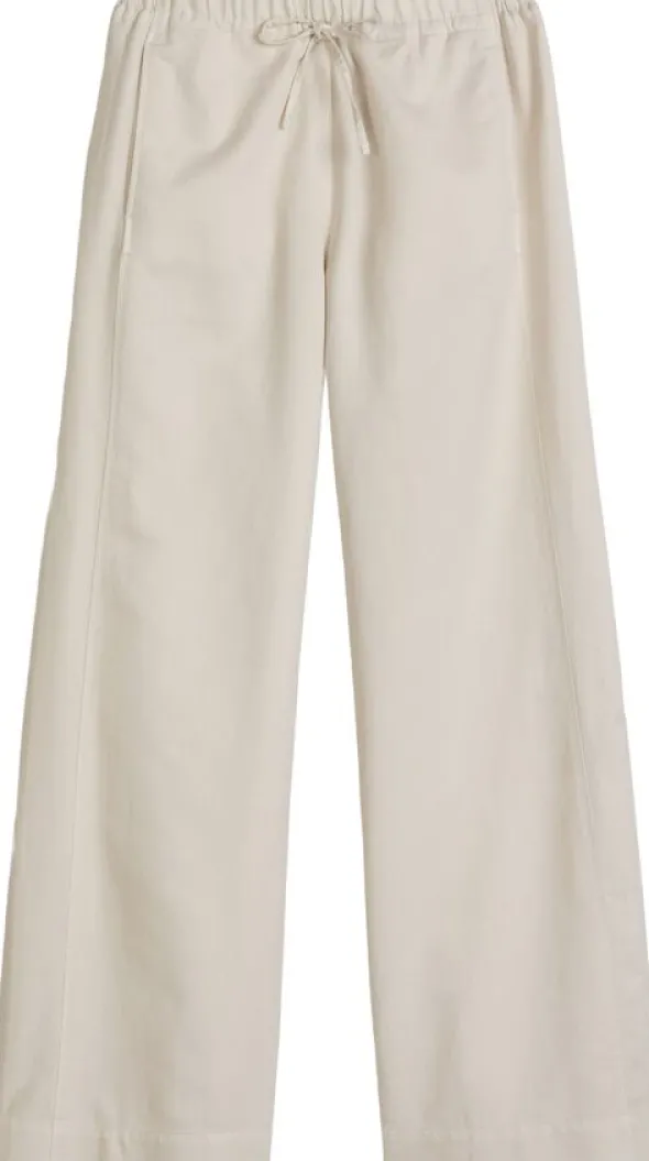 Pants, wide leg, drawstring and ela