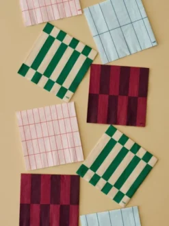 Pattern Napkins-Set of 20 Cocktail-Light blue and blue grid