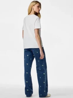 PCFLORA HW STRAIGHT EMB JEANS NOOS
