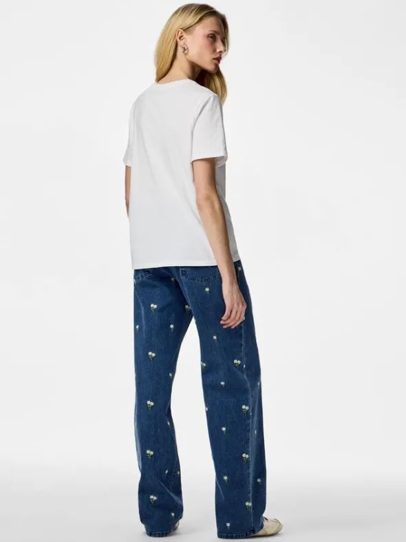 PCFLORA HW STRAIGHT EMB JEANS NOOS