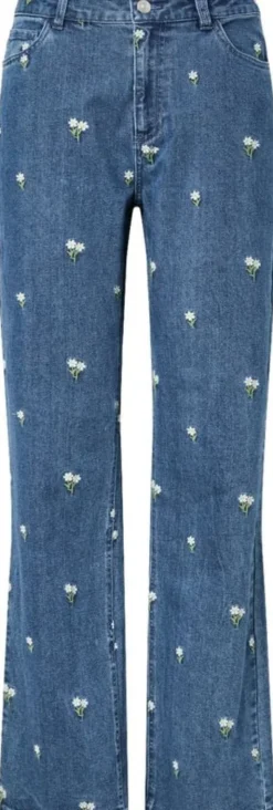 PCFLORA HW STRAIGHT EMB JEANS NOOS