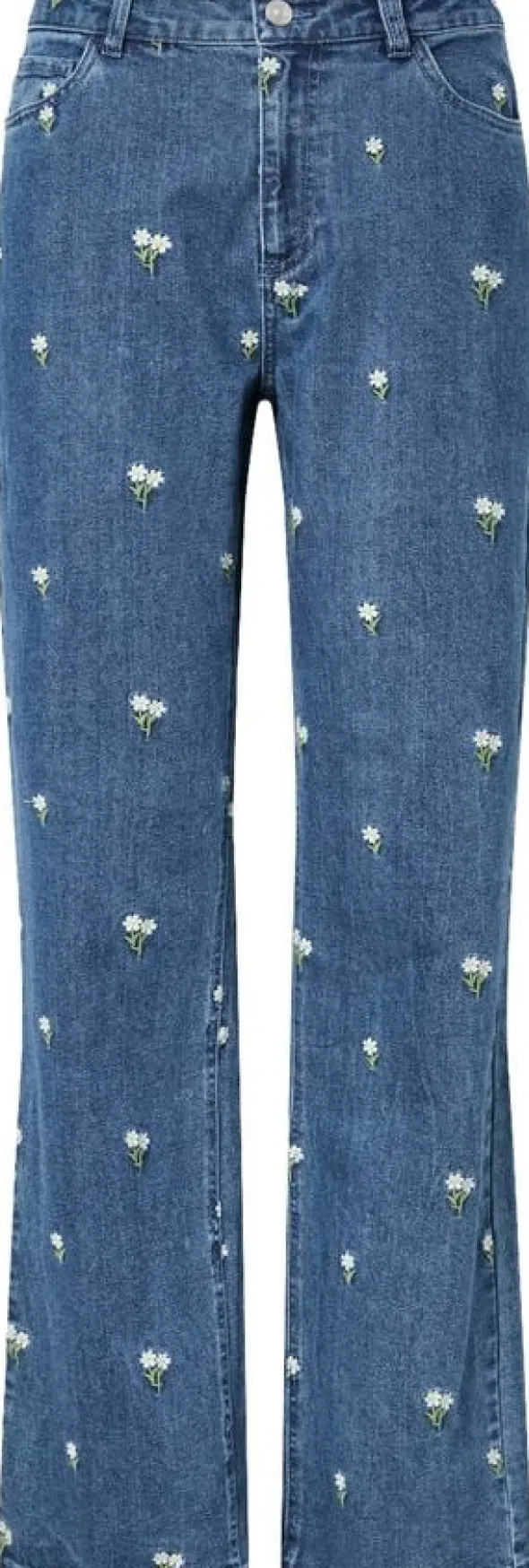 PCFLORA HW STRAIGHT EMB JEANS NOOS