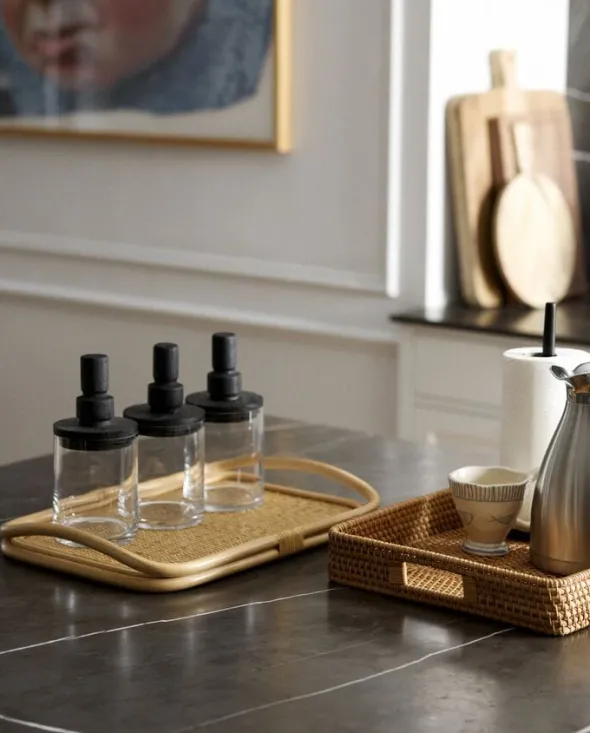 PIPER paper towel holder, wood - black