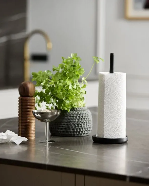 PIPER paper towel holder, wood - black