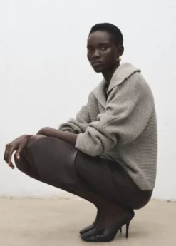 Polo-neck ribbed sweater