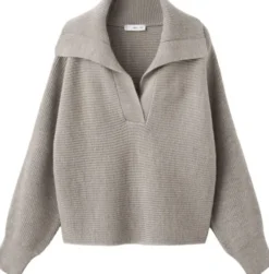 Polo-neck ribbed sweater