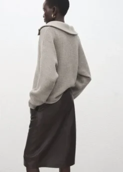 Polo-neck ribbed sweater