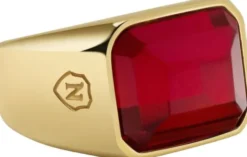 Red Zircon Signet Ring in Gold