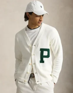 Relaxed Fit Cotton Letter Cardigan