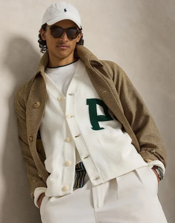 Relaxed Fit Cotton Letter Cardigan
