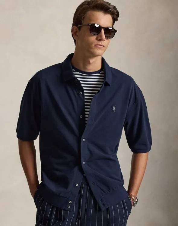 Relaxed Fit Cotton Mesh Shirt