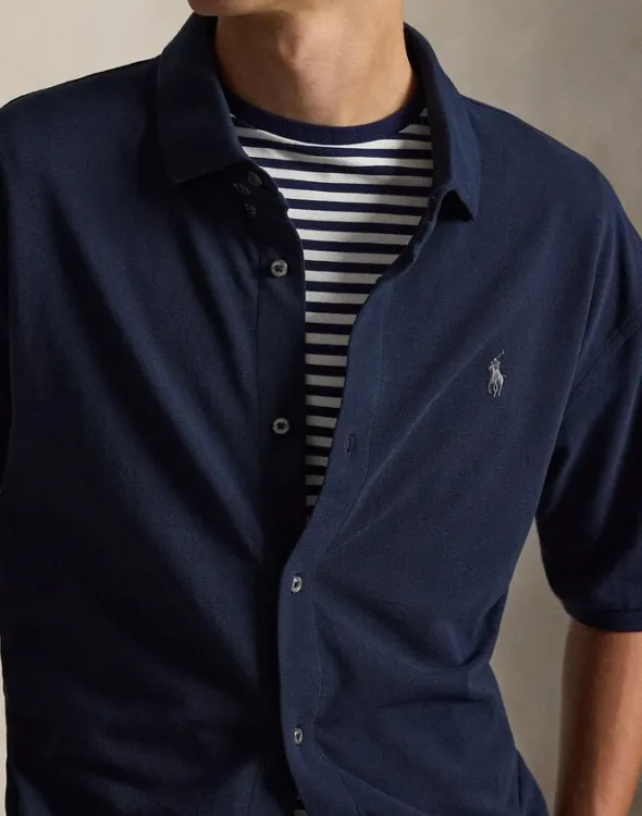 Relaxed Fit Cotton Mesh Shirt