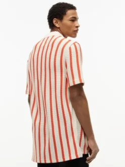 Relaxed Fit Open Knit Polo Shirt