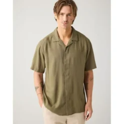 Relaxed Linen-mix short sleeve shirt