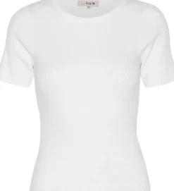 Rib knit short sleeve top