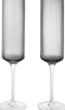 Ripple Champagne Flutes - Set of 2 - Smoked Grey