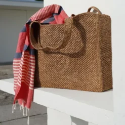 RIVABELLA - LARGE - WOVEN HANDBAG WITH LEATHER HANDLE