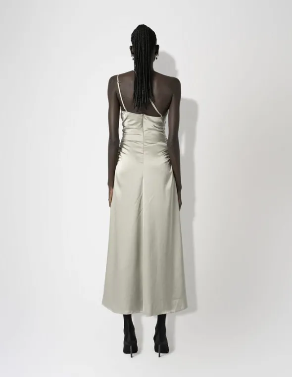 Satin Asymmetric Slip Dress