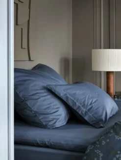 Satin pudebetræk blå